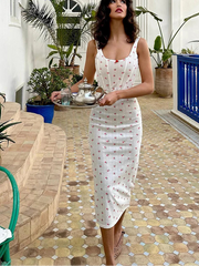 White Ribbed Rose Print Crop Corset And Midi Skirt Set