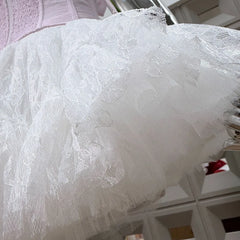 Ruffled Trim Off-shoulder Crop Top And White Tulle Mini Skirt Set