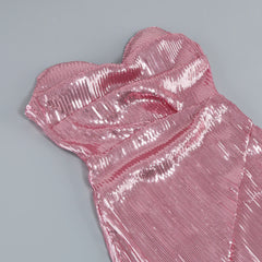 Sequined Strapless High Slit Maxi Dress