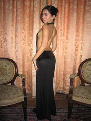 Backless Halter Sequin Patchwork Maxi Dress