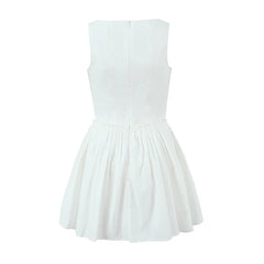 Corset Hook Sleeveless Pleated Mini Dress