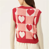 Heart Checkered Sweater Vest