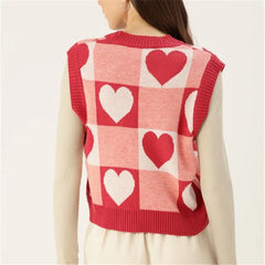 Heart Checkered Sweater Vest