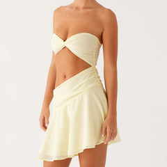 Strapless Tube Cut Out Bandeau Mini Dress