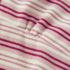 Ribbed Striped Collar Fitted Button T-Shirt