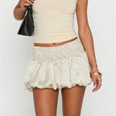 White Polka Dot Print Mini Bubble Skirt