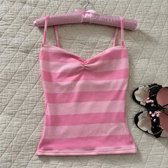 Stripe Sweetheart Neck Spaghetti Strap Top