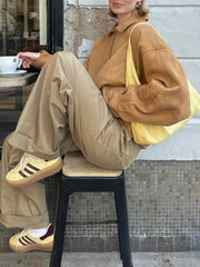 Brown Suede Zipper Jacket With Shorts