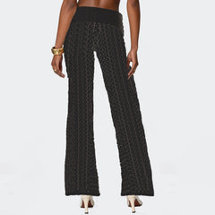 Sheer Fold Over Low Rise Wide Leg Trouser