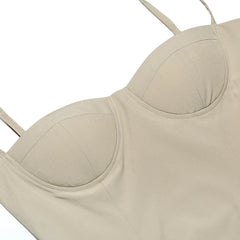 Solid Spaghetti Strap Bustier Pleated Midi Dress