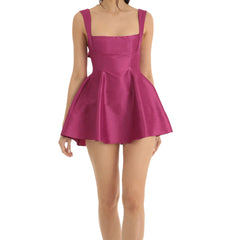 Satin Strap Bowknot Mini A-line Dress