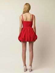 Red 3D flower Ball Gown Hem Mini Dress