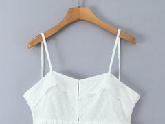 White Sleeveless Back Tie Babydoll Mini Dress