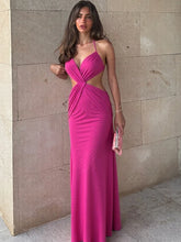 Pink Mesh Strappy Cut Out Maxi Dress