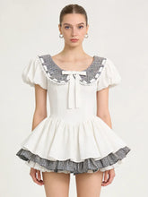 Peter Pan Collar Polka Dot Bow Flared Mini Dress