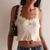 Embroidery Floral Shoulder Strap V-Neck Tank Top