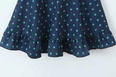 Blue Floral V-neck Short Sleeve Flare Mini Dress