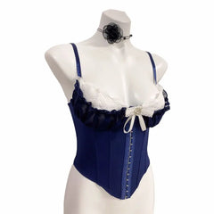Ruffle Lace Bowknot Buckle Corset Top