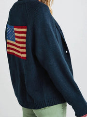 American Flag V-Neck Knit Cardigan