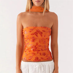 Sequin Tube Top with Scarf