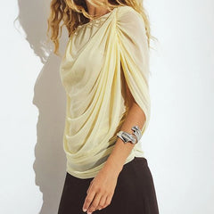 Dotted Ruched Draped Blouse