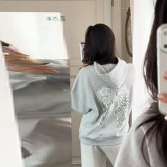 Sequin Angel Wings Hooded Sweatshirt And Sweat Pants