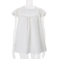 White Round Collar Puff Sleeve A-Line Mini Dress