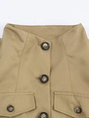 Khaki Spliced Single Breated Jacket