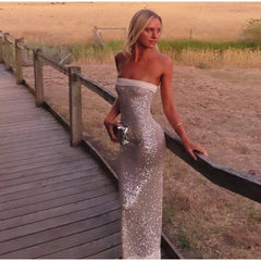 Strapless Sequin Maxi Dress