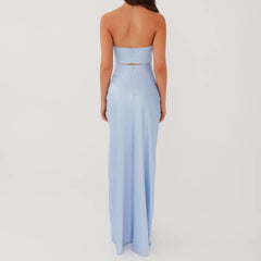 Satin Strapless Twist Long Dress