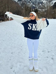 Ski Letter Printed Sweater