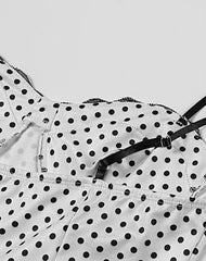 White Polka Dot Lace Trim Maxi Dress