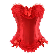 Satin Bow Lace Strapless Corset Top