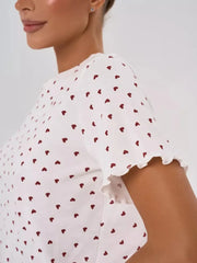 Printed Crop Top And Shorts Sleepwear Set