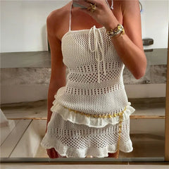 White Tube Strapless Coverup Knitted Mini Dress