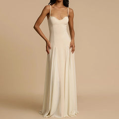 White Strap Solid Maxi Dress