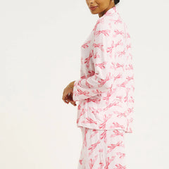 Pink Bow Print Pajama Loungewear Set