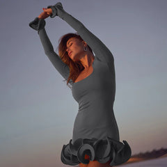 Long Sleeve Ruffles Hem Mini Dress