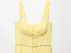 Back Lace Up Thick Strap Buttoned Mini Dress