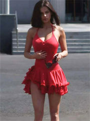 Ruffled Strap Mini Dress