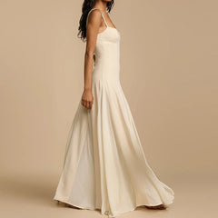 White Strap Solid Maxi Dress