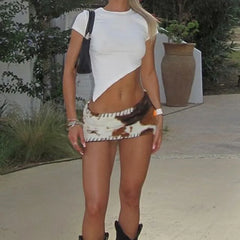 Cow Print Low Waist Short Skirts