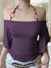 Halter Neck Beaded Strap Top