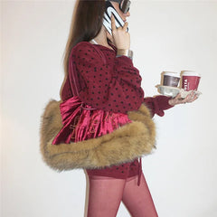 Red Knit Polka Dot Zip Up Long Sleeve Cropped Hoodie and Shorts Matching Set