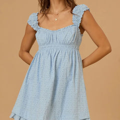 Eyelet Sleeveless Babydoll Mini Dress