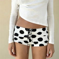 Polka Dot Print Drawstring Shorts