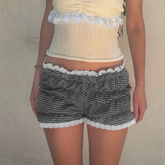 Charming Y2K Low-Rise Bloomers - Subtle Pattern & Lace Trim