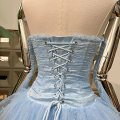Mesh Fishbone Strapless Lace Up Mini Dress
