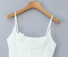 White 3d Floor Eyelet Mini Dress