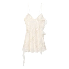 Sequin Layered Ruffle V-neck Sleeveless Mini Dress